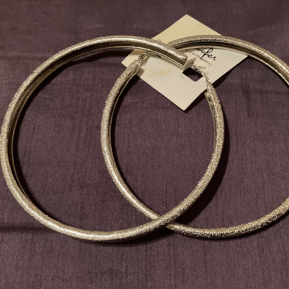 XXL Silver Foil Statement Hoop Earrings